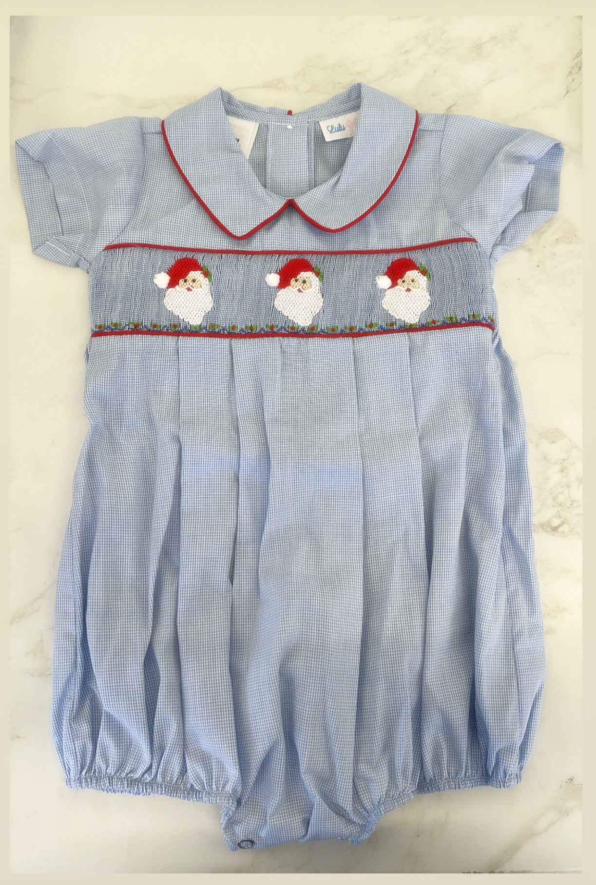 Santa Smocked Pleat Bub