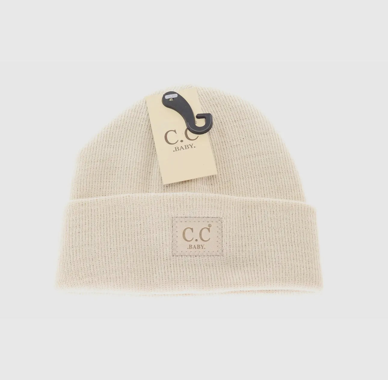 Baby Classic Oversized Logo C C Beanie- Beige