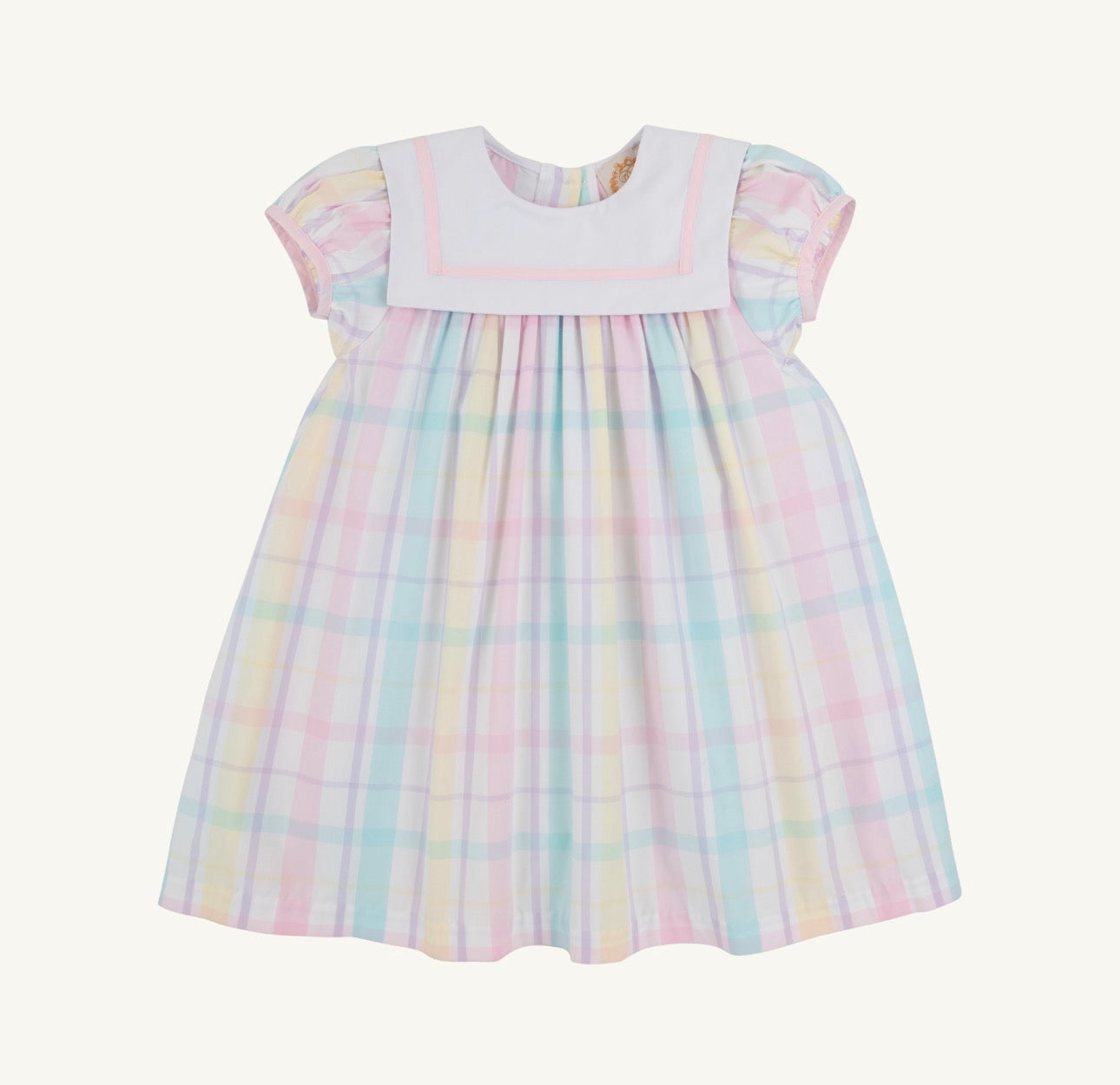 Stewart’s Square Collar Dress- Brunch Plate Plaid/Worth Ave White/Palm Beach Pink