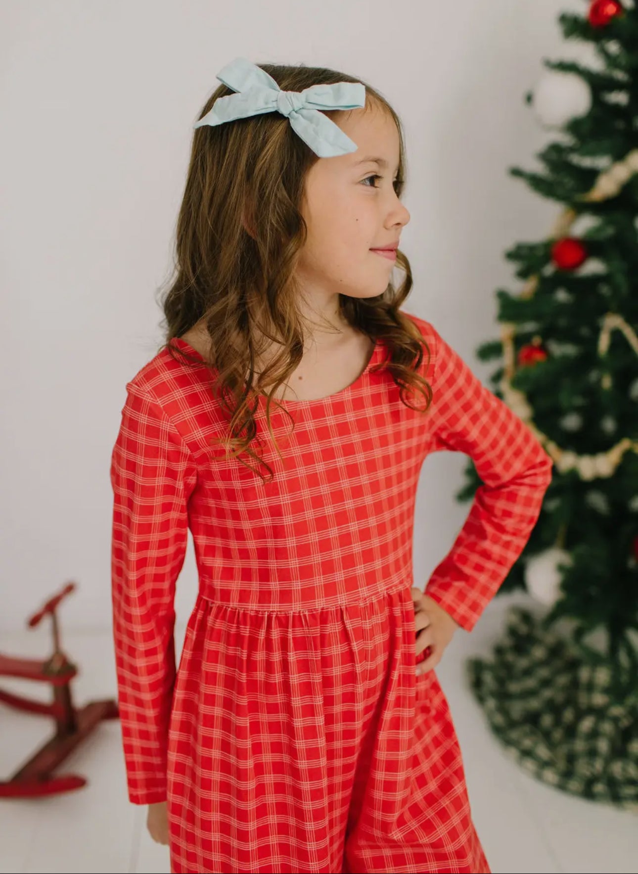 Long Sleeve Leggy Romper in Red Pinic Plaid