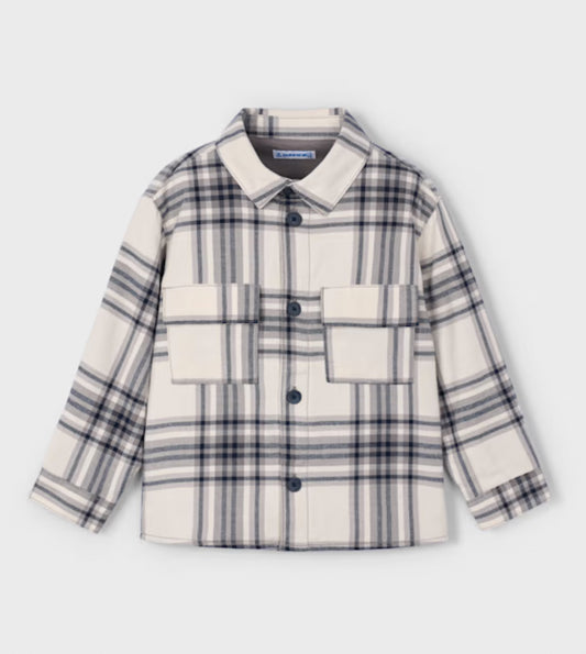 Boy Plaid Overshirt- Grey