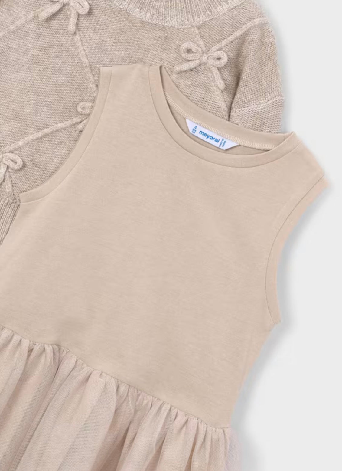 Girls Mixed Knit Dress w/Bows