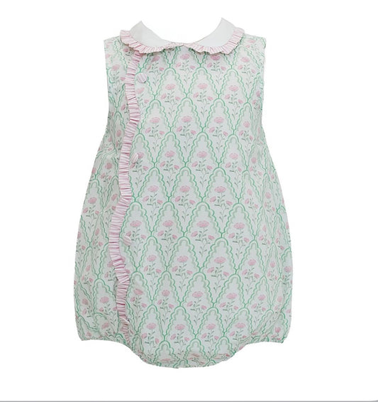 Claire Green and Pink Floral Scallop Bubble