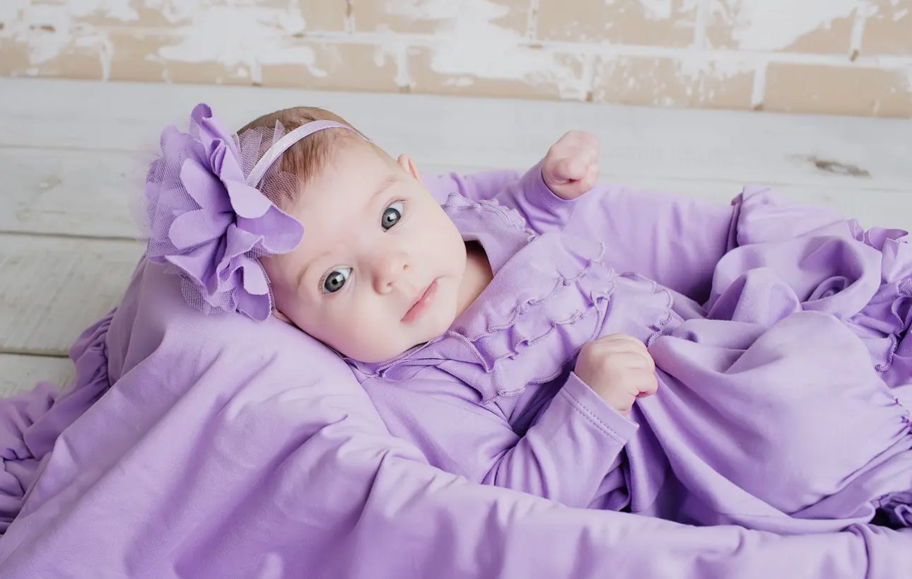 Layette Basic-Jenna Gown-Sheer Lilac (0-3)