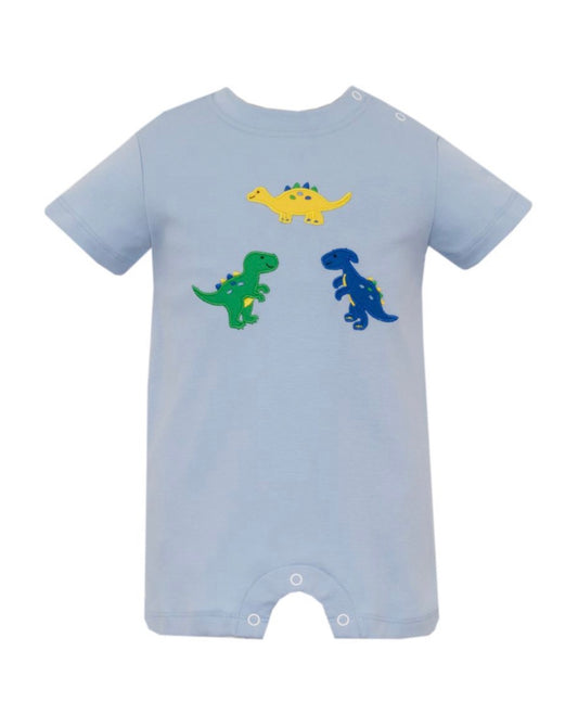 DINOSAURS - Lt.Blue Knit Boy's Short Romper