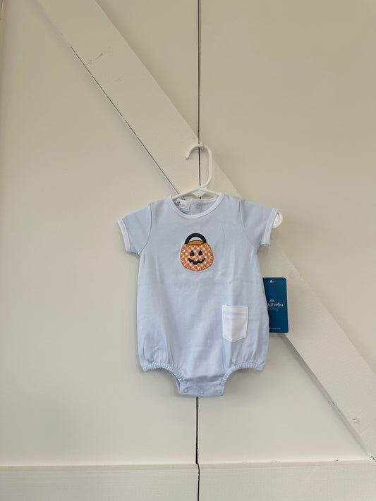 Trick or Treat Appliqué Blue S/S Boy Bubble