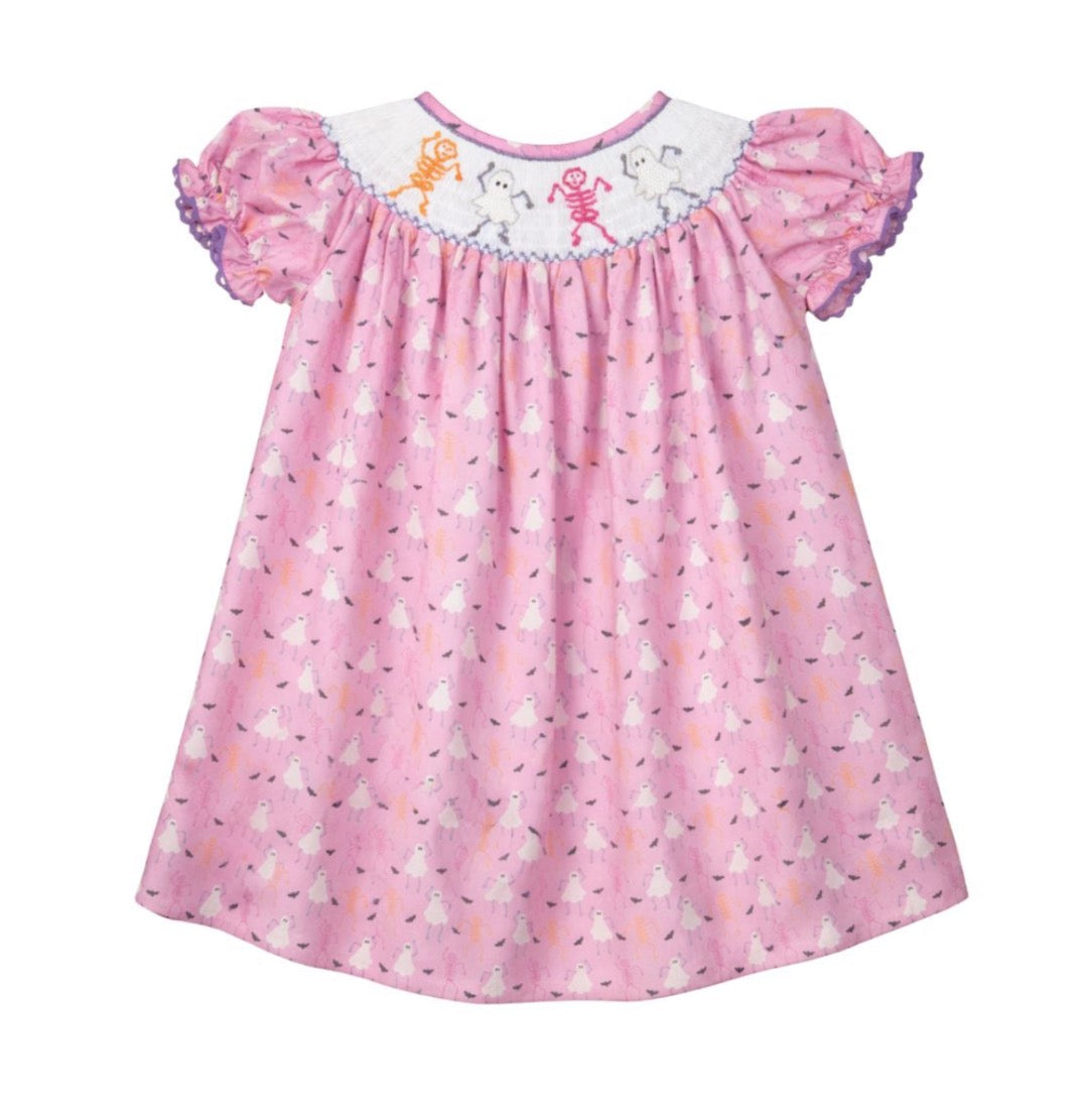 Brooke Short Sleeve Bishop Dress, Dancing Skeletons