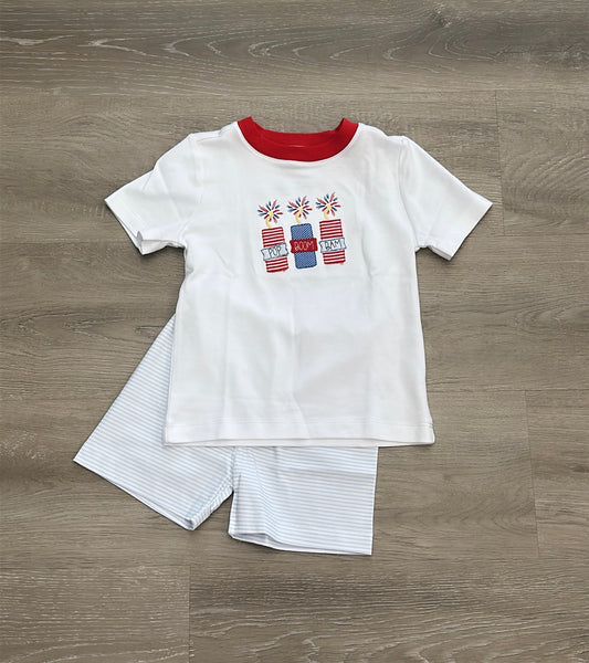 Pop!Boom! Bam! Applique Red Toddler Short Set