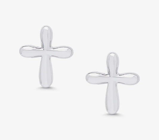 Cross Stud Earrings in Sterling Silver