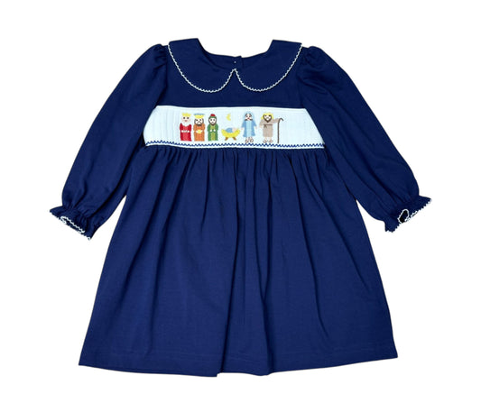 Nativity Smocked L/S Dress