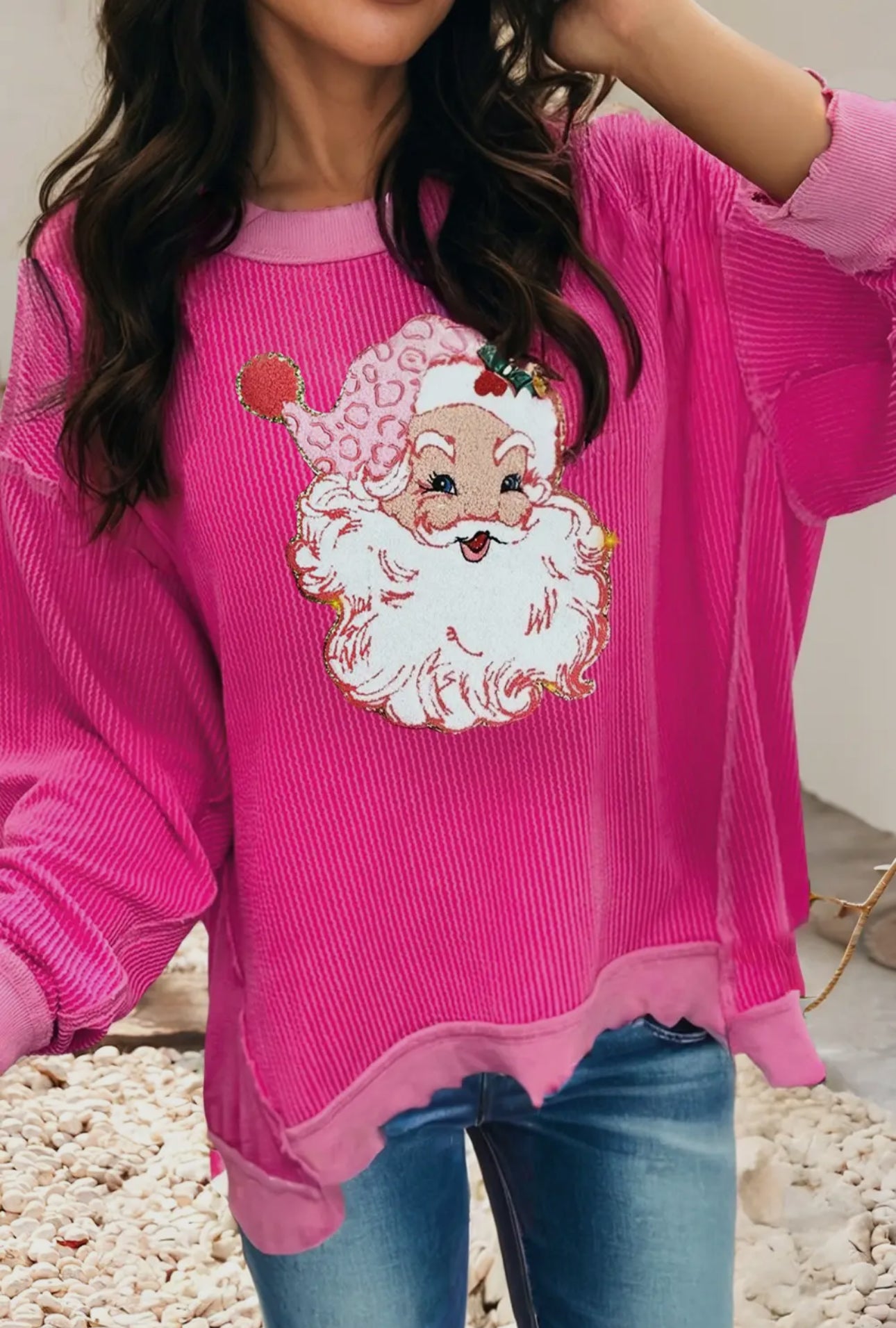 Father Christmas Patched Graphic Top