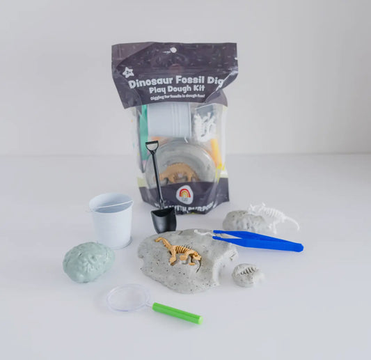 Dinosaur Fossil Dig Sensory Play Dough Kit-Cookies and Cream