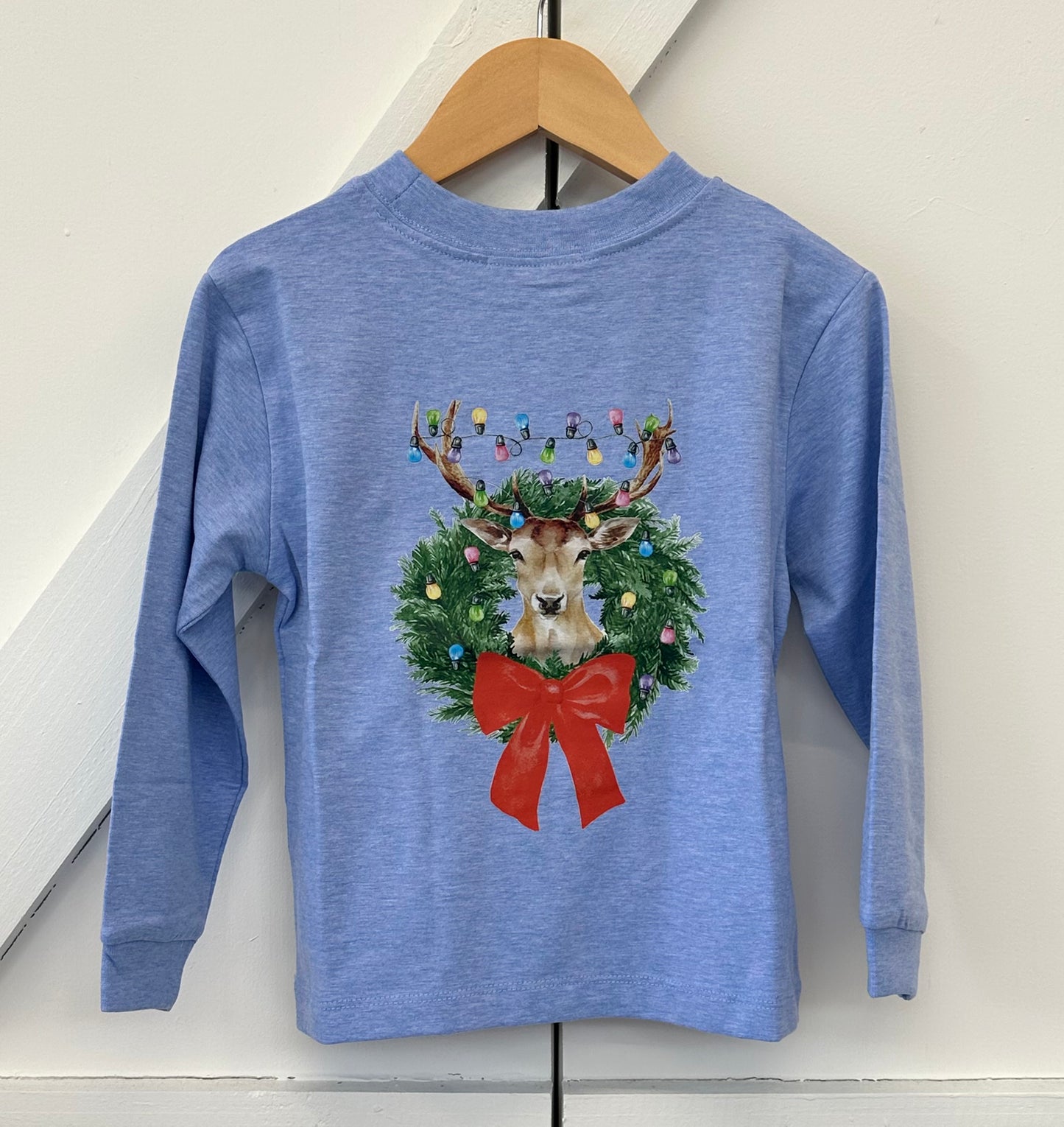 L/S Logo Tee, Christmas Buck, Heather Blue