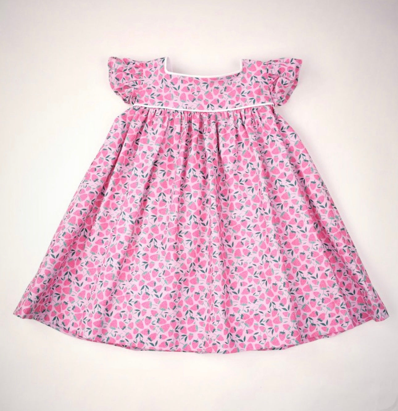 Strawberry Print Angel Sleeve Dress