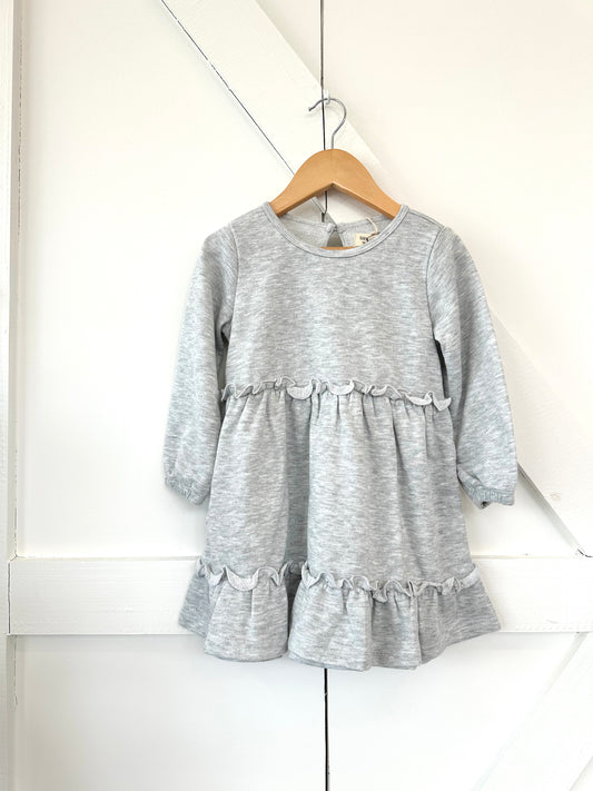 Grey Sweater Ruffle Dress