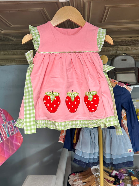 Strawberry Appliqué Tie Bloomer Set