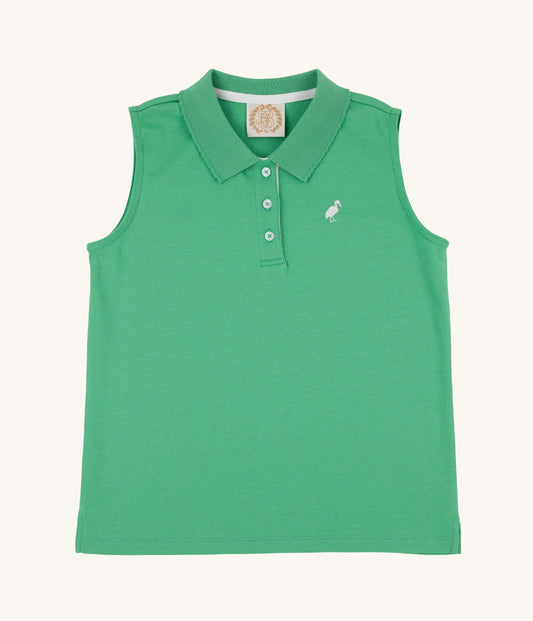 Sleeveless Anna Price Polo-Gibson Island Green/Worth Ave White