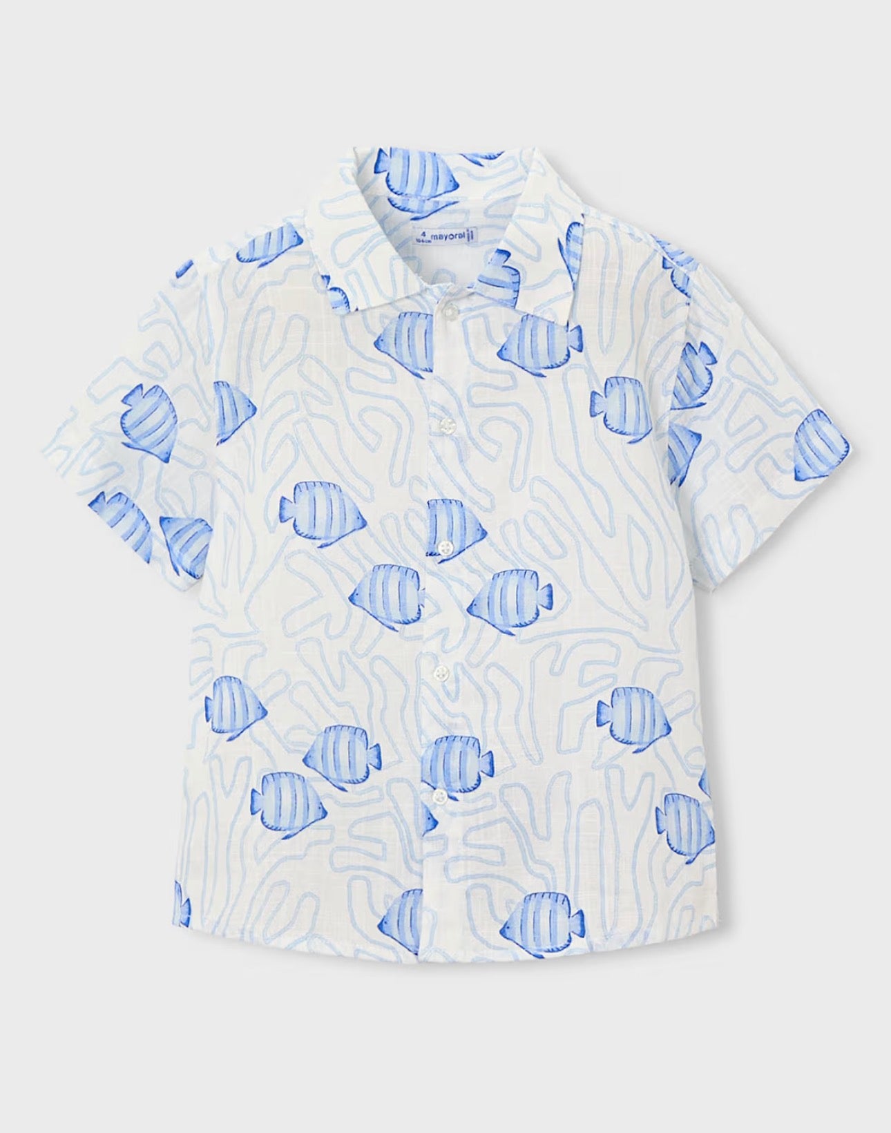 Boys Printed White and Blue Fish