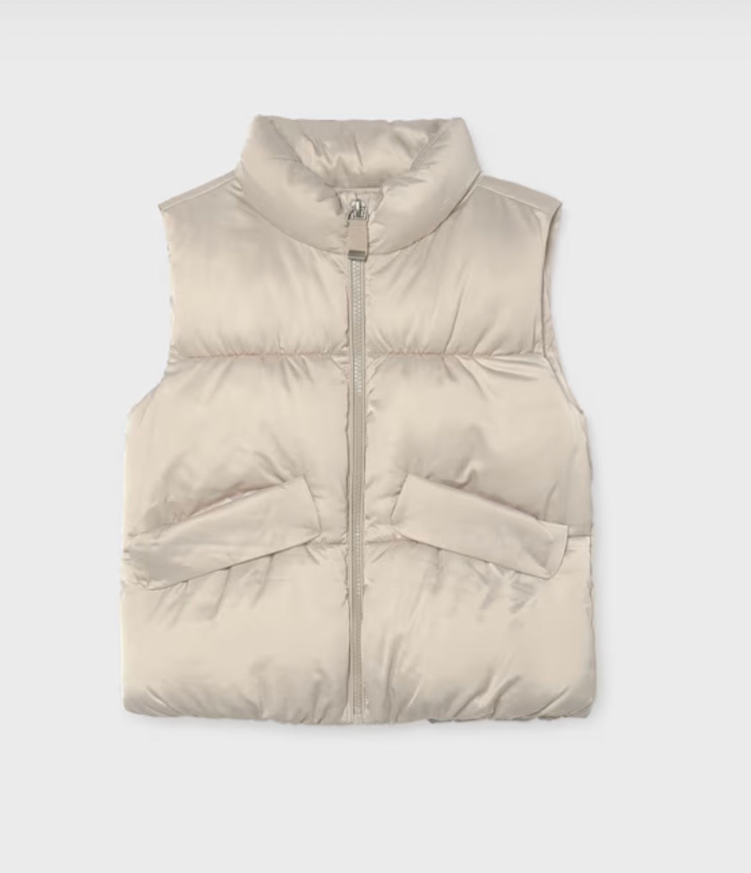 Girl Satin Vest-Almond