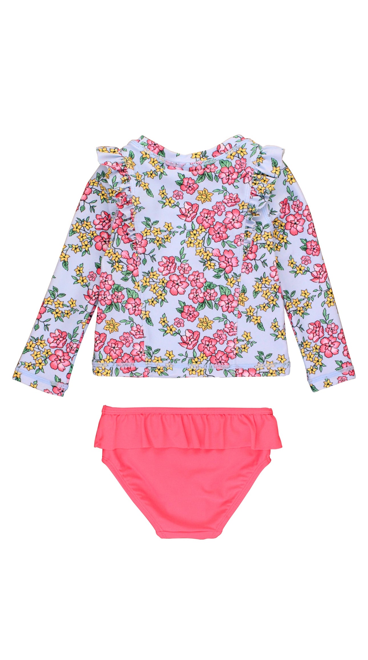 Princess Seam Ruffle Rash Guard 2pc- Cheerful Blossoms