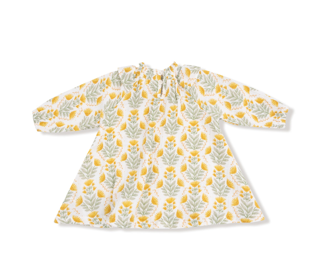 Winter Dandelions-L/S Ruffle Smocked Neck Dress and Diaper Cover