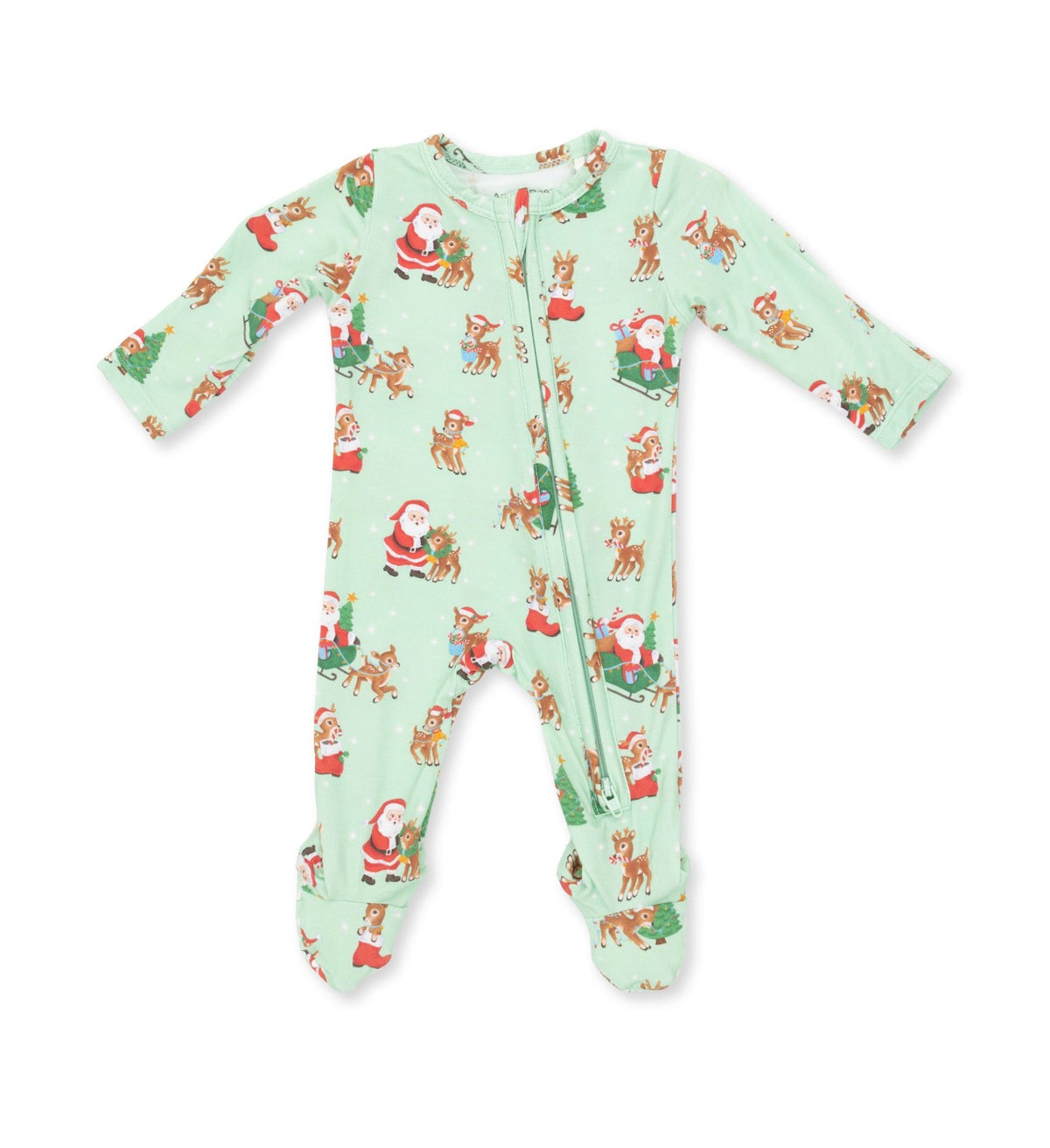 Vintage Reindeer and Santa-2 Way Zipper Footie