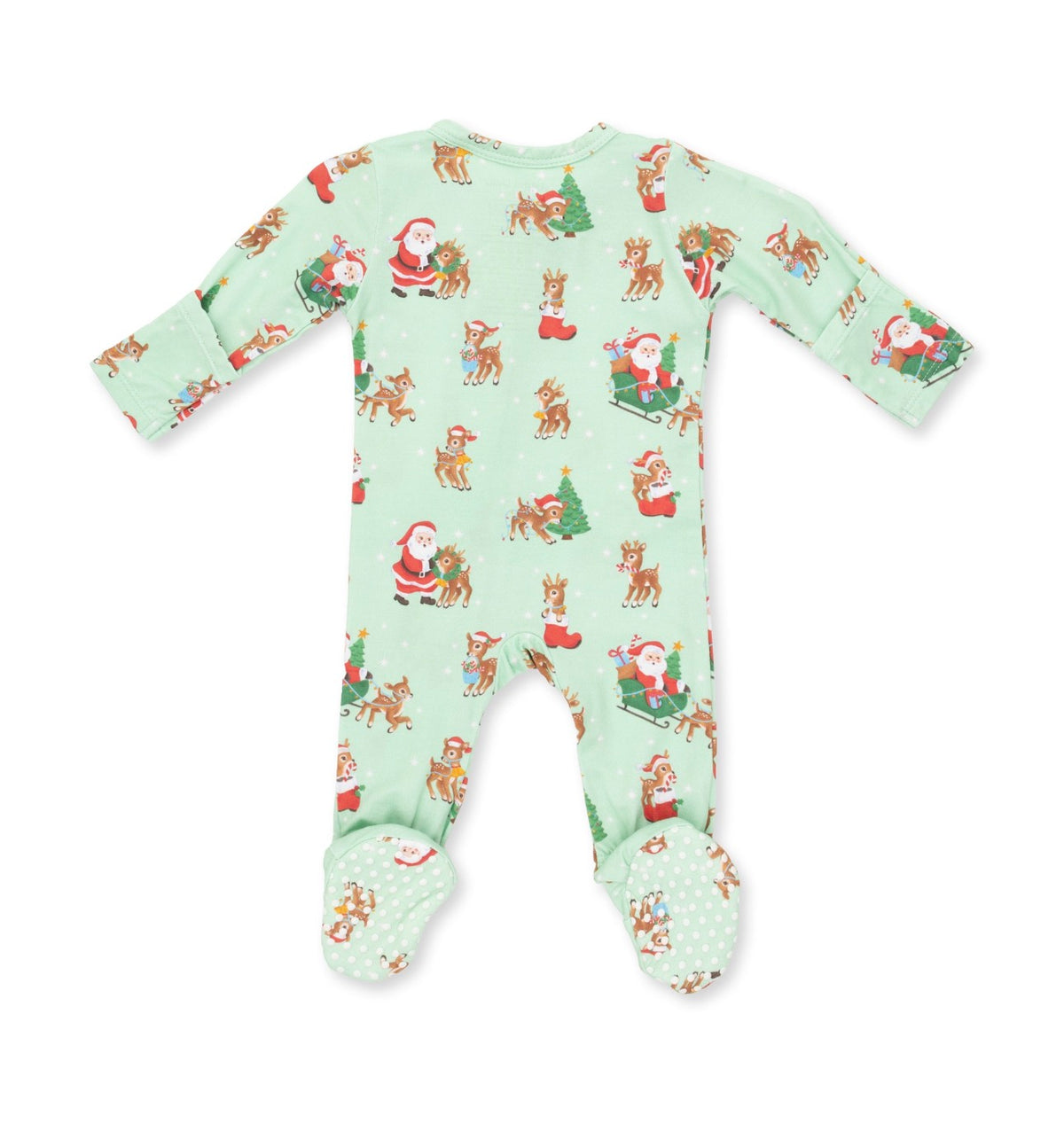 Vintage Reindeer and Santa-2 Way Zipper Footie