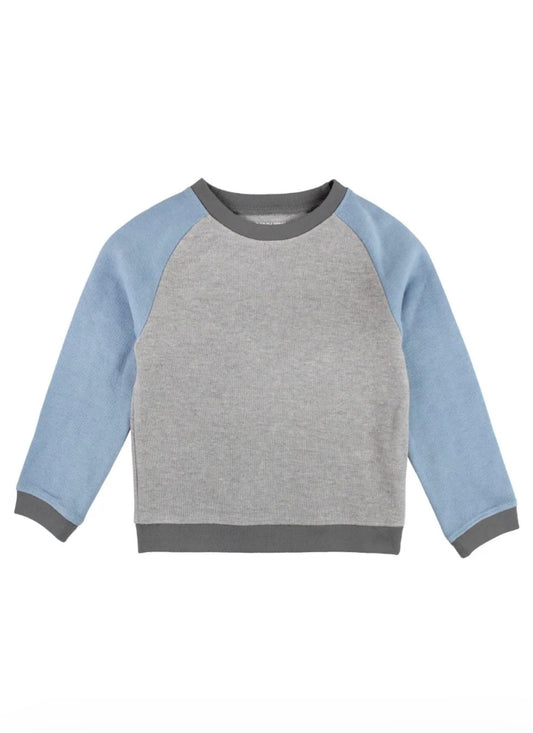 Slate Color Block Knit Ragland Sweatshirt