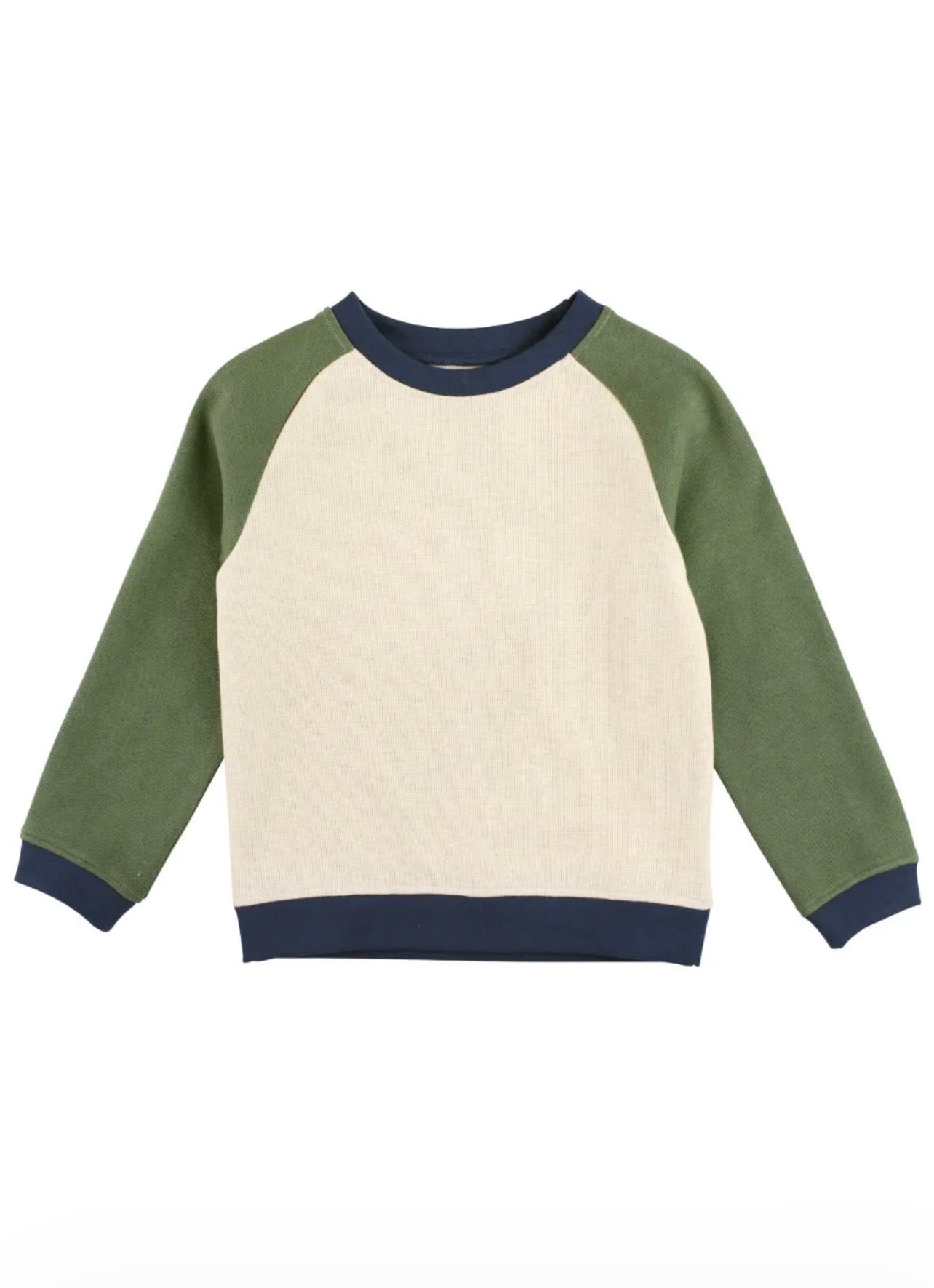 Dusty Olive Color Block Knit Raglan Sweatshirt