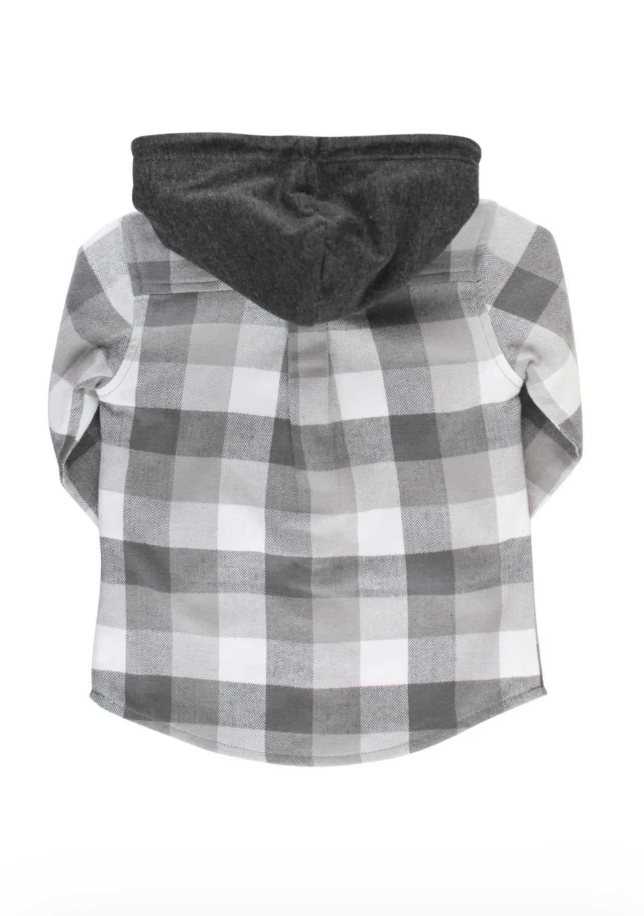 Smoky Gray Plaid Hooded Button Down Shirt