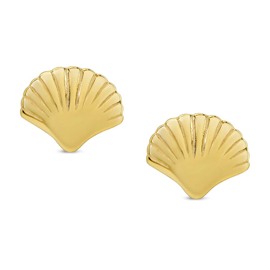 Seashell Stud Earrings in 18k Gold Over Sterling Silver