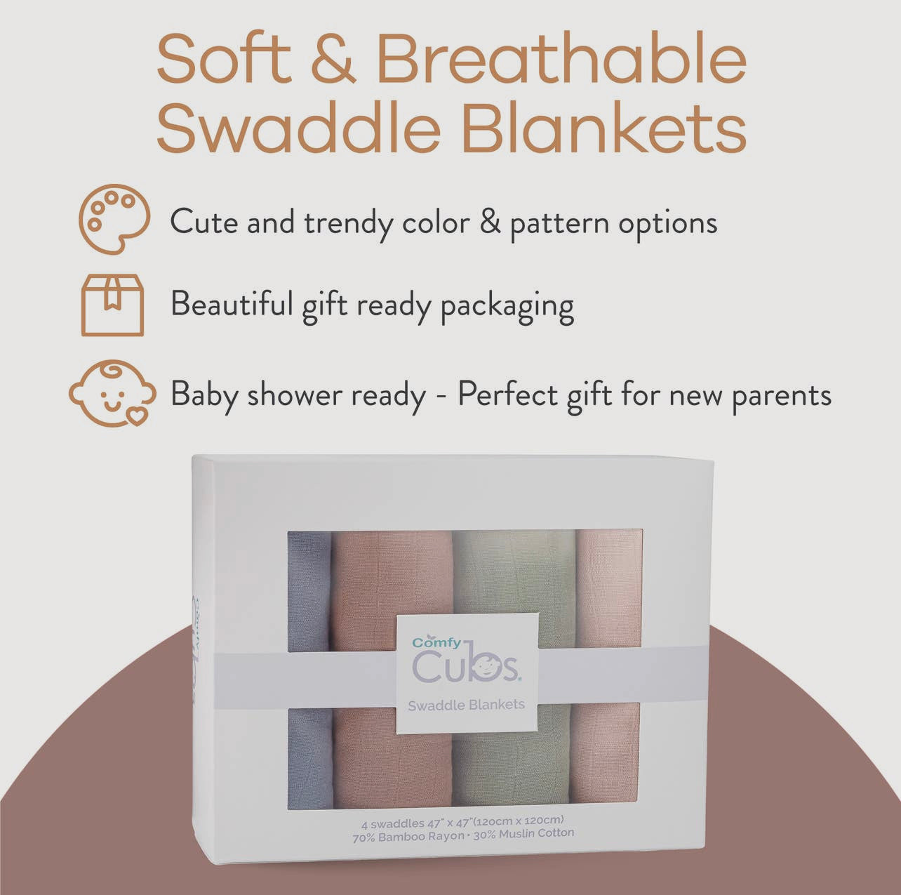 Baby Muslin Swaddle Blankets-4 pack