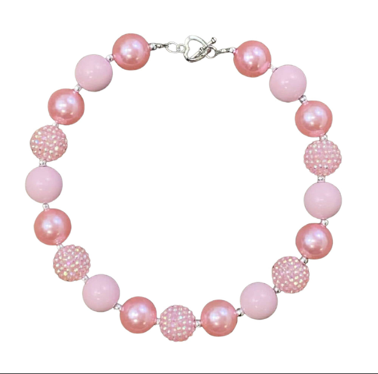 Pink Rhinestone Chunky Bead Necklace