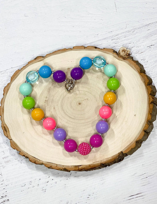 Bright Rainbow Chunky Bead Necklace