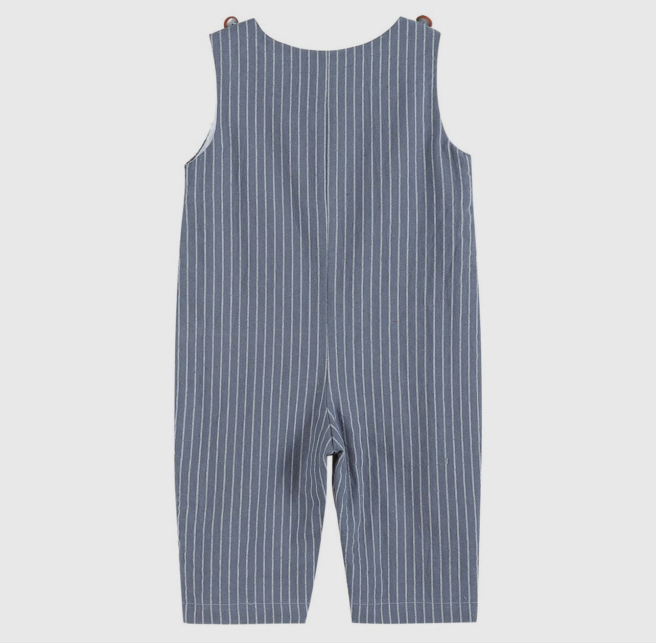 Blue Gray Stripe Smocked Turkey Overalls