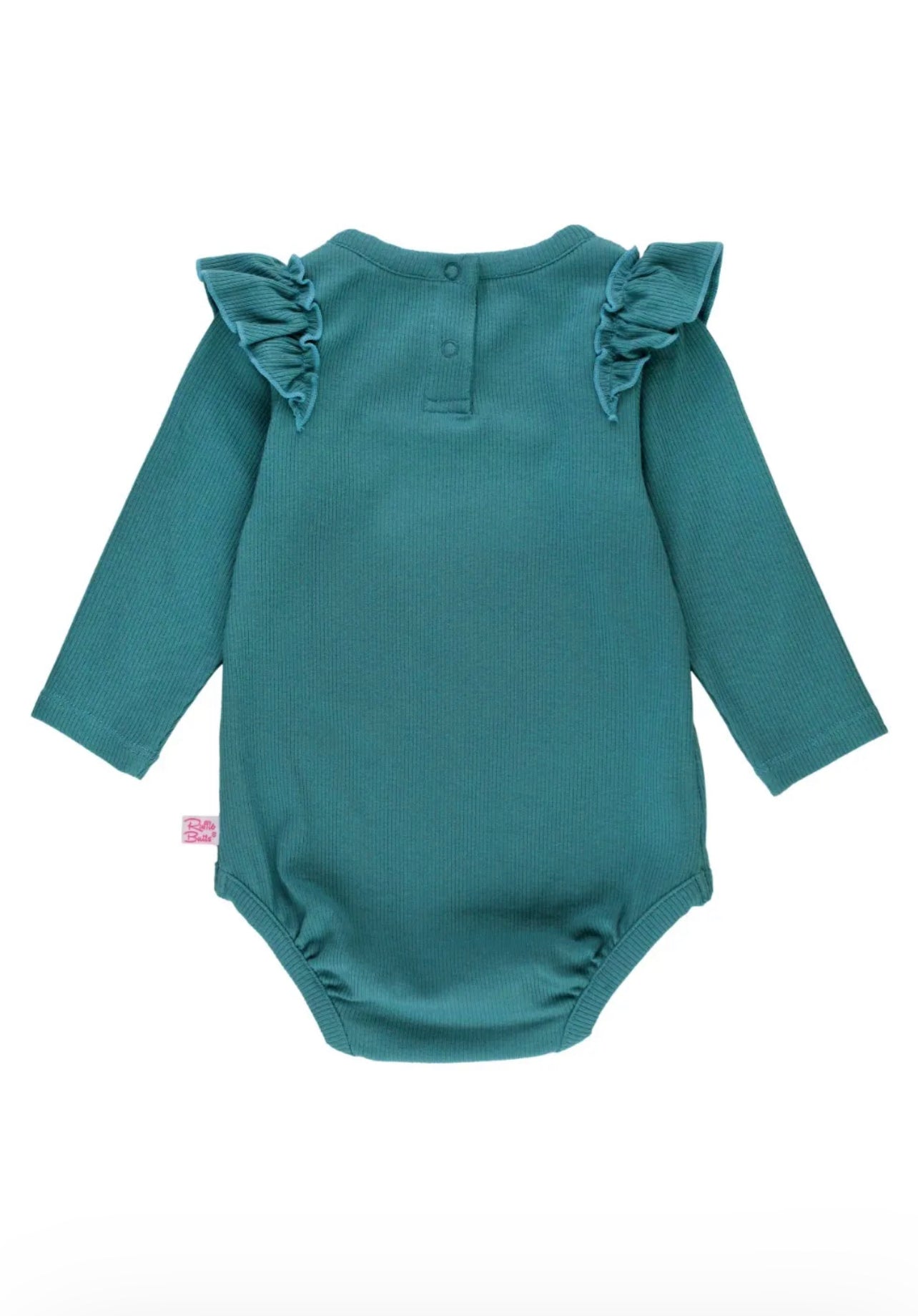 Brittany Blue Rib Knit Long Sleeve Flutter Bodysuit