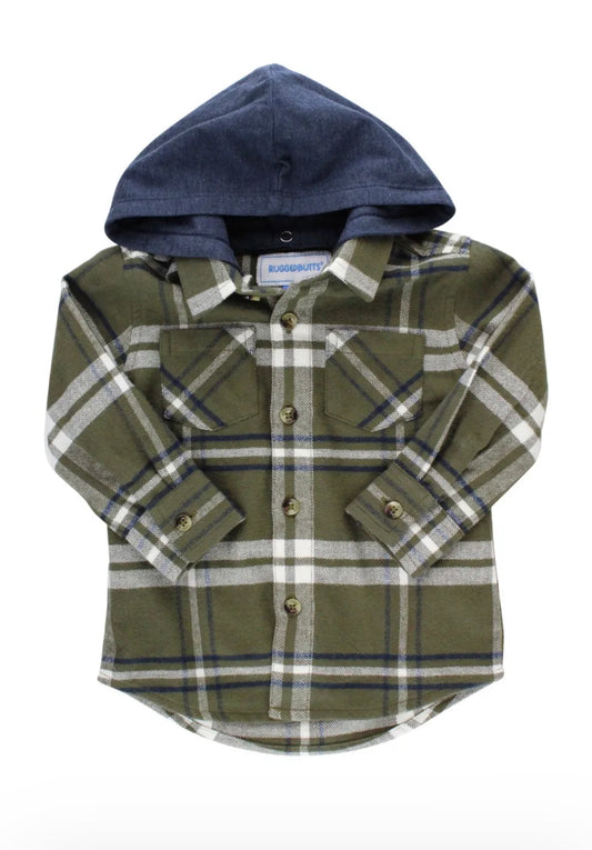 Oliver Plaid Hooded Button Down Shirt