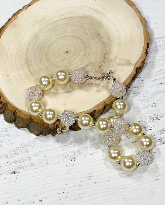 Ivory Rhinestone Chunky Bead Necklace