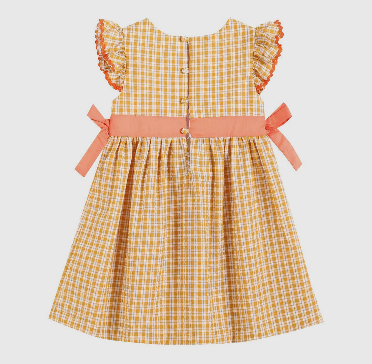 Orange Gingham Ruffle Pumpkin Bow Dress