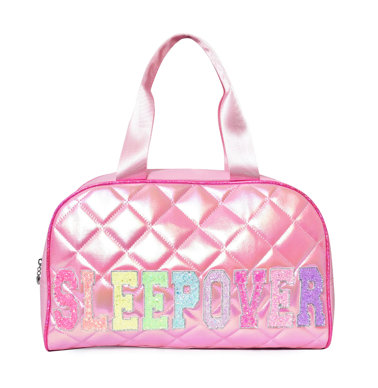 ‘SLEEPOVER’ Quilted Metallic Medium Duffle Bag