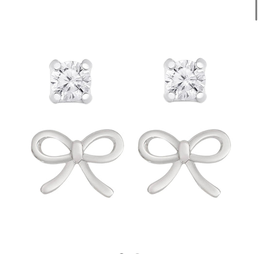 Bow and CZ Stud Set